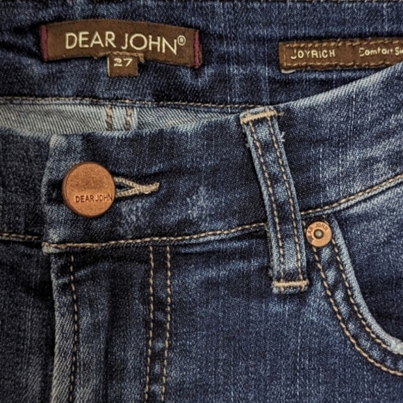 Dear John Joyrich Dark Wash Comfort Stretch Skinny Jeans Modest Distressed 27 - Picture 4 of 7